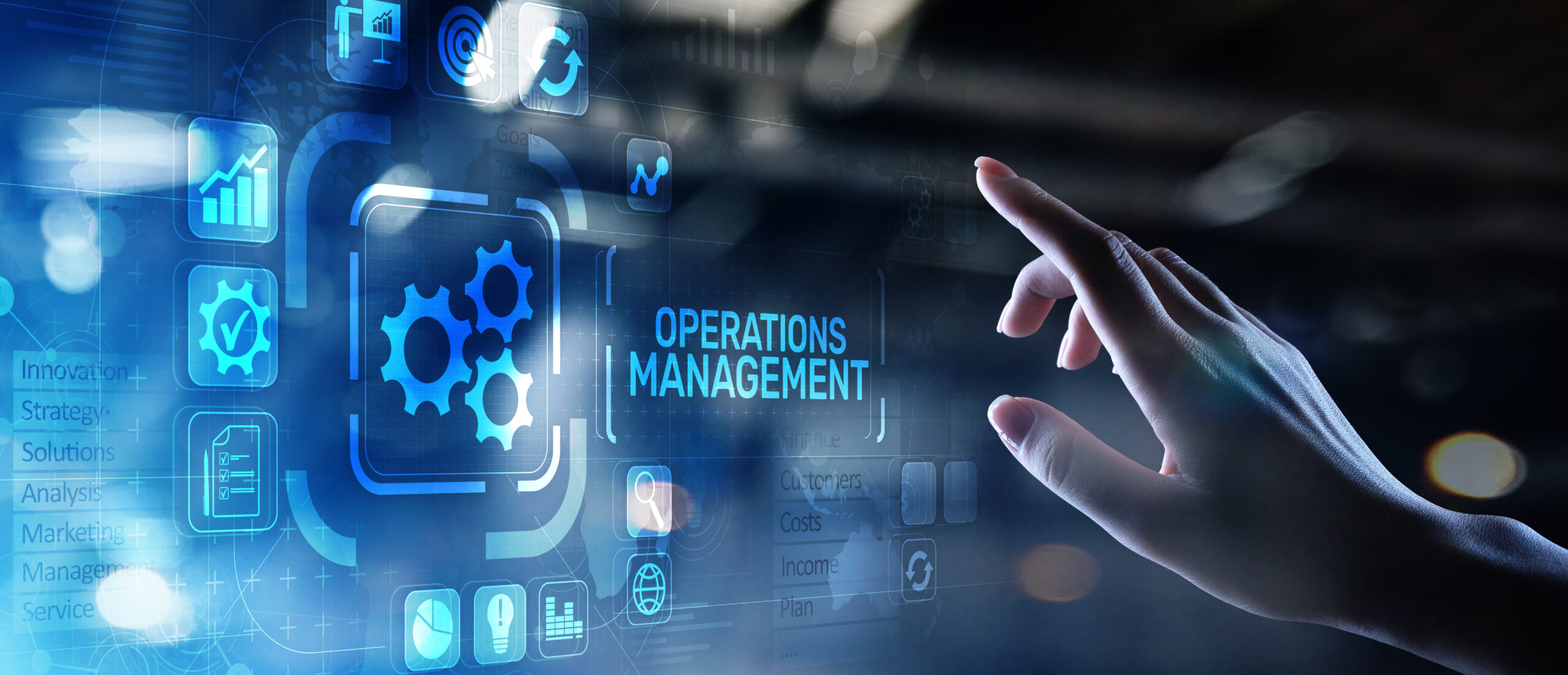 Operation management Business process control optimisation industrial technology concept.