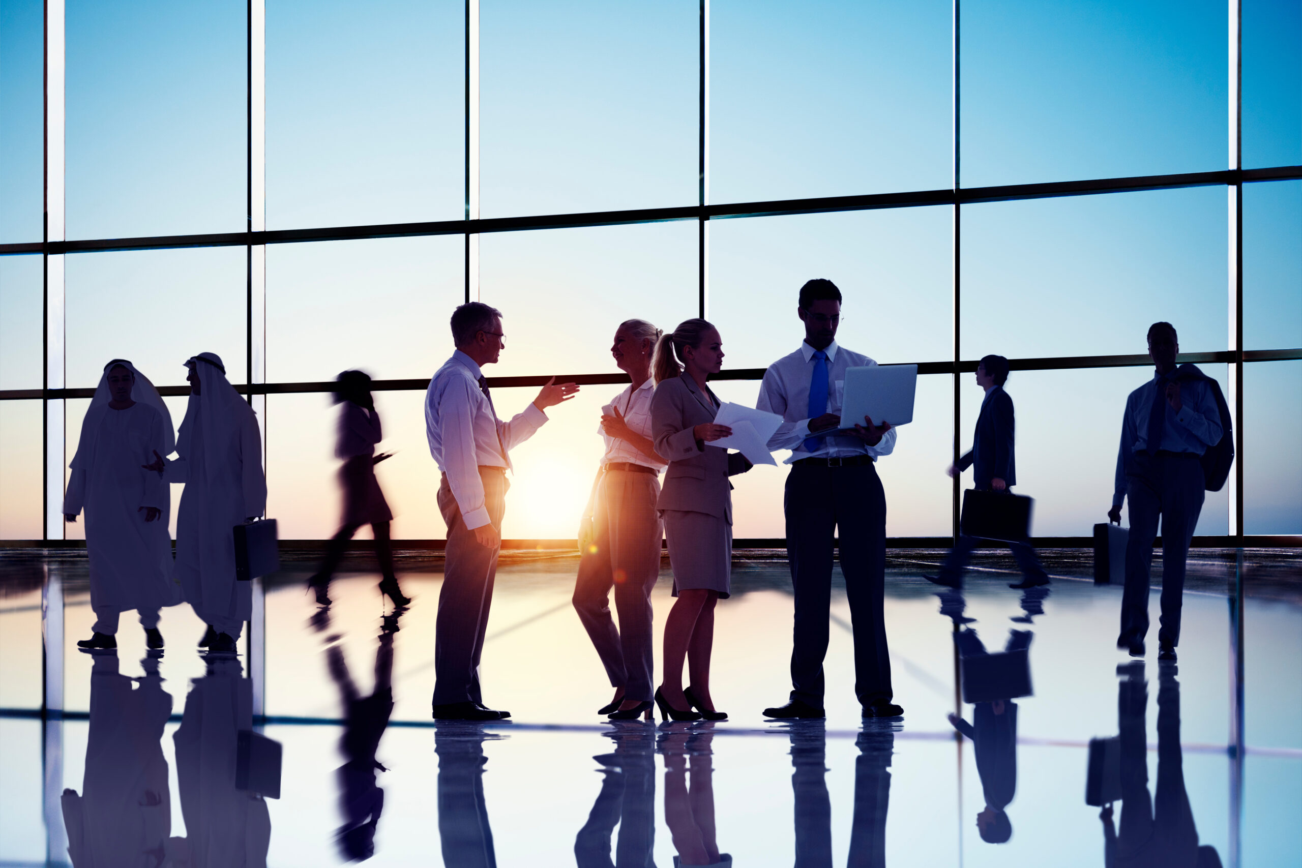 Silhouettes of Business People Working